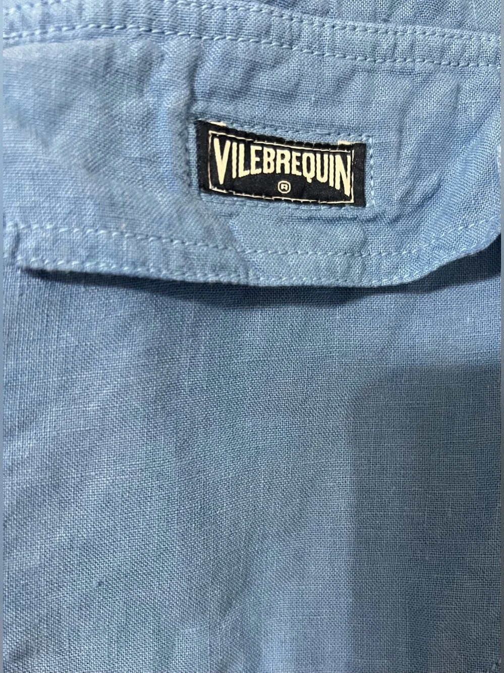 Vilebrequin 100% Linen Cargo Pants XXL Blue Drawstring Resort Coastal Luxury